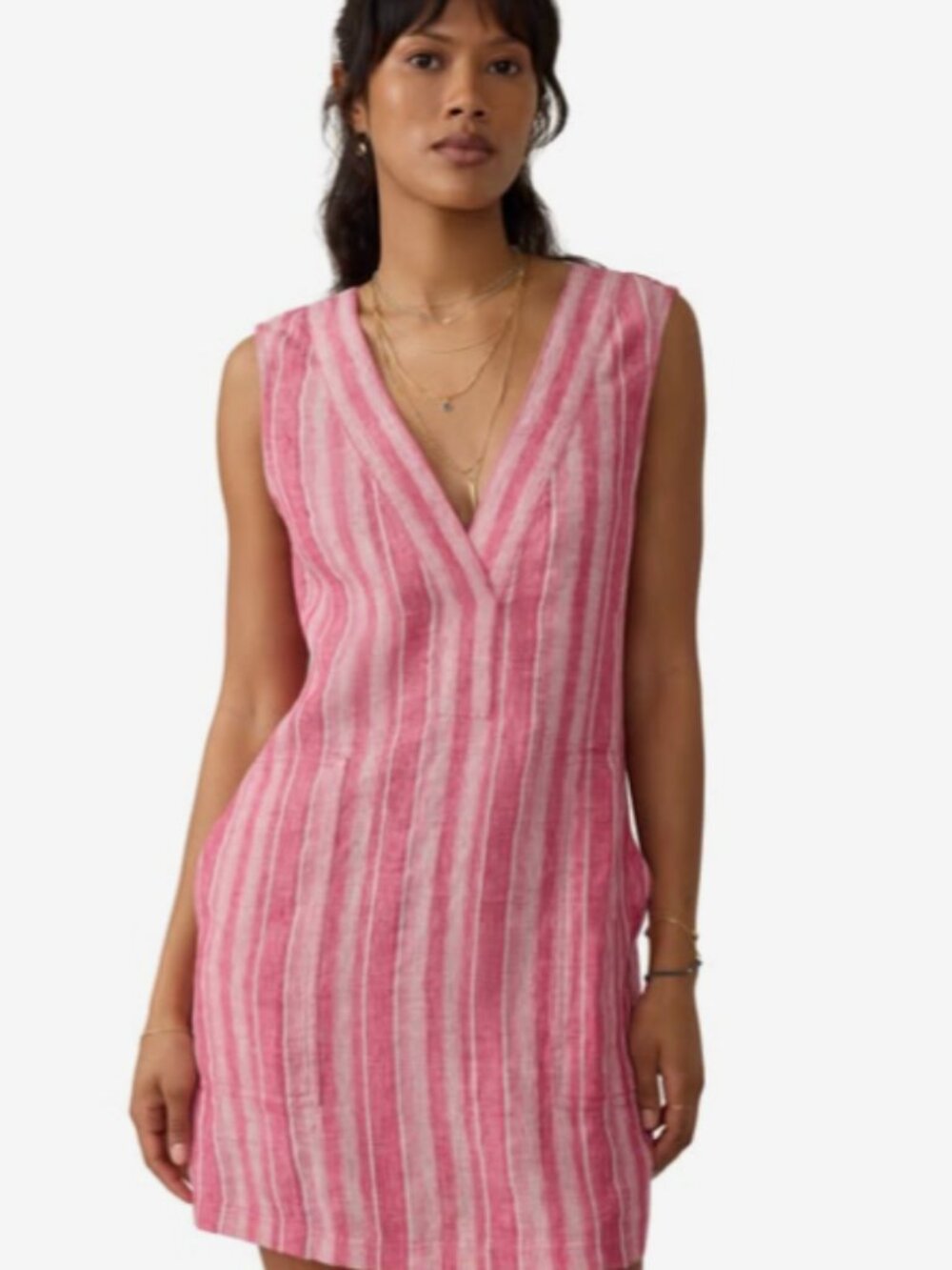FAHERTY Azure Mini Dress Pink White Stripe Small